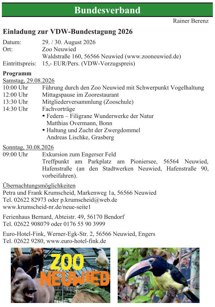 Einladung zur VDW-Bundestagung 2026