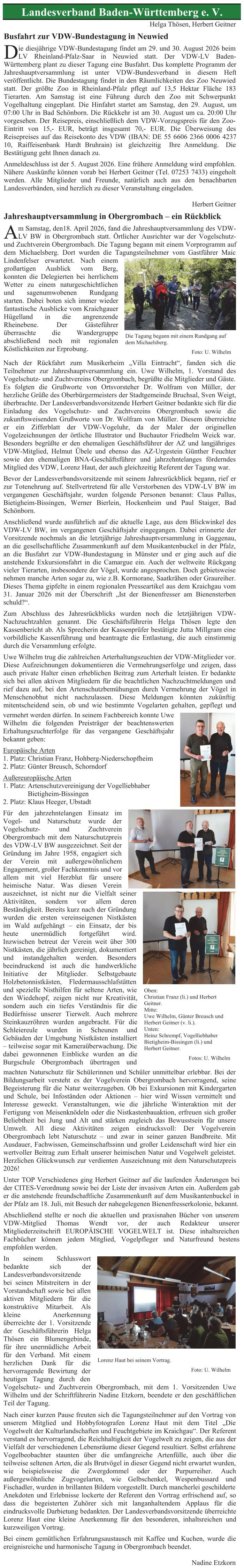 Nachrichten des Landesverband Baden-Württemberg e. V.