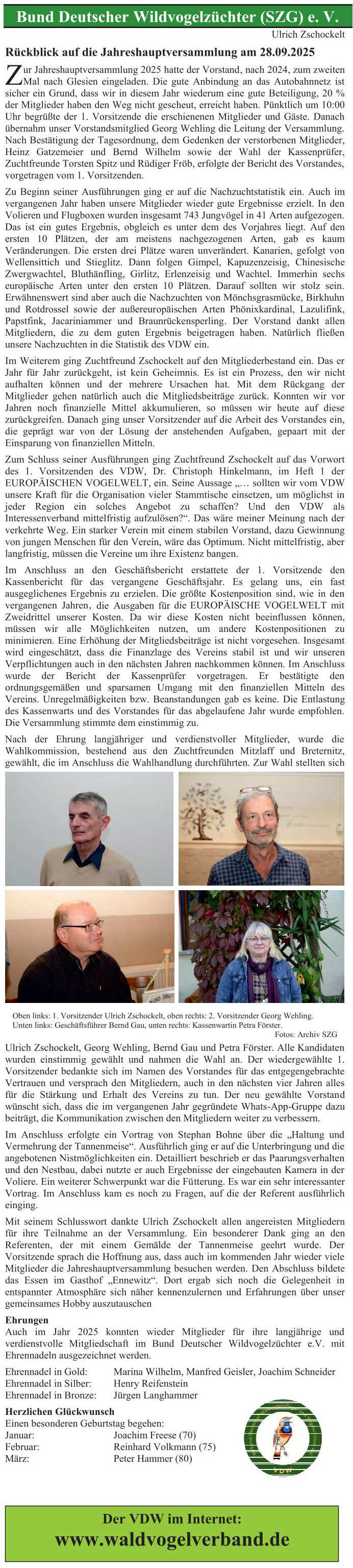 Bund Deutscher Wildvogelzüchter (SZG) e. V.